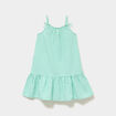 Robe courte &agrave; bretelles et volants vert fille