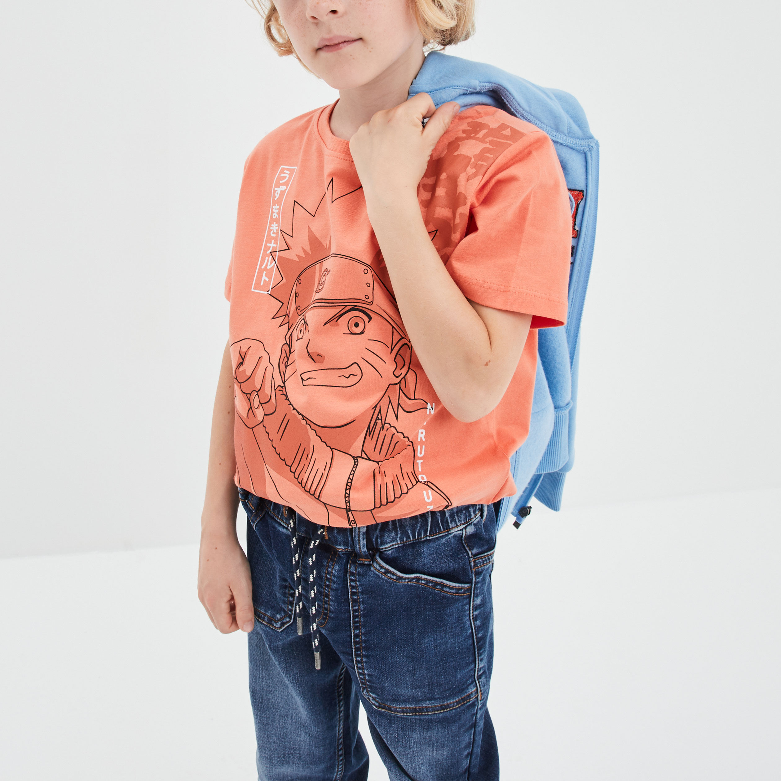 T-shirt droit manches courtes Naruto orange foncé garçon