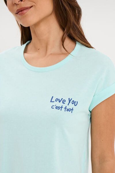 Ensemble pyjama short et t-shirt ecru femme