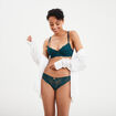 Tanga en dentelle vert canard femme