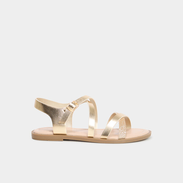 Sandales à brides croisées jaune or fille
