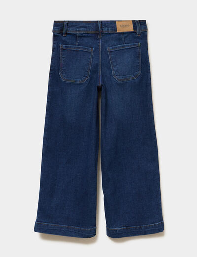 Jean wide leg cropped bleu fonc&eacute; fille