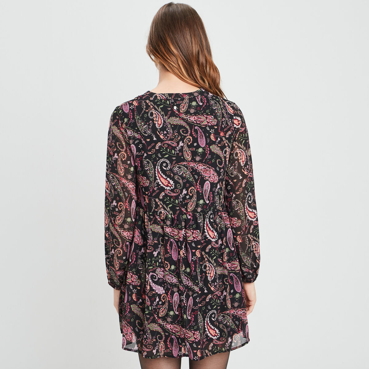 Robe fluide manches longues noir femme