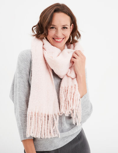 Écharpe à bords franges longues rose femme