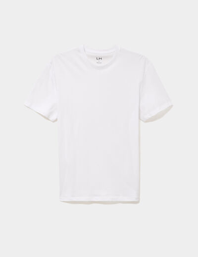 T-shirt droit en coton manches courtes blanc homme