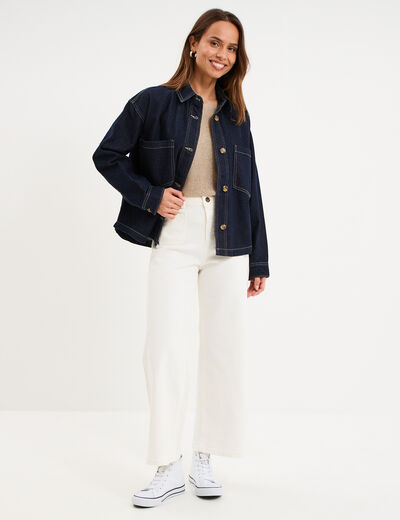 Veste surchemise en jean oversize coton denim brut femme