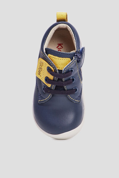 Bottillons en cuir Wazzap bleu marine bébé garçon