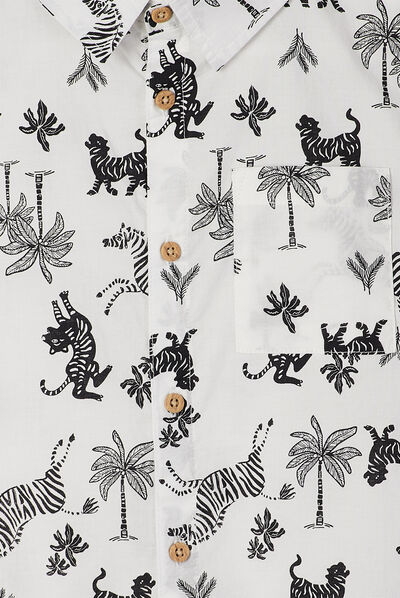 Chemise manches courtes ecru garçon