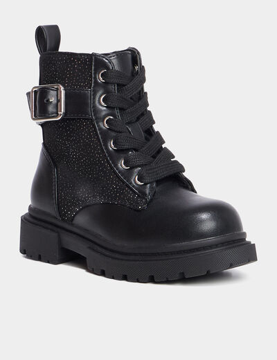 Bottines à lacets avec boucles noir fille