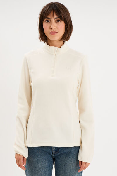 Sweat polaire col camionneur blanc femme