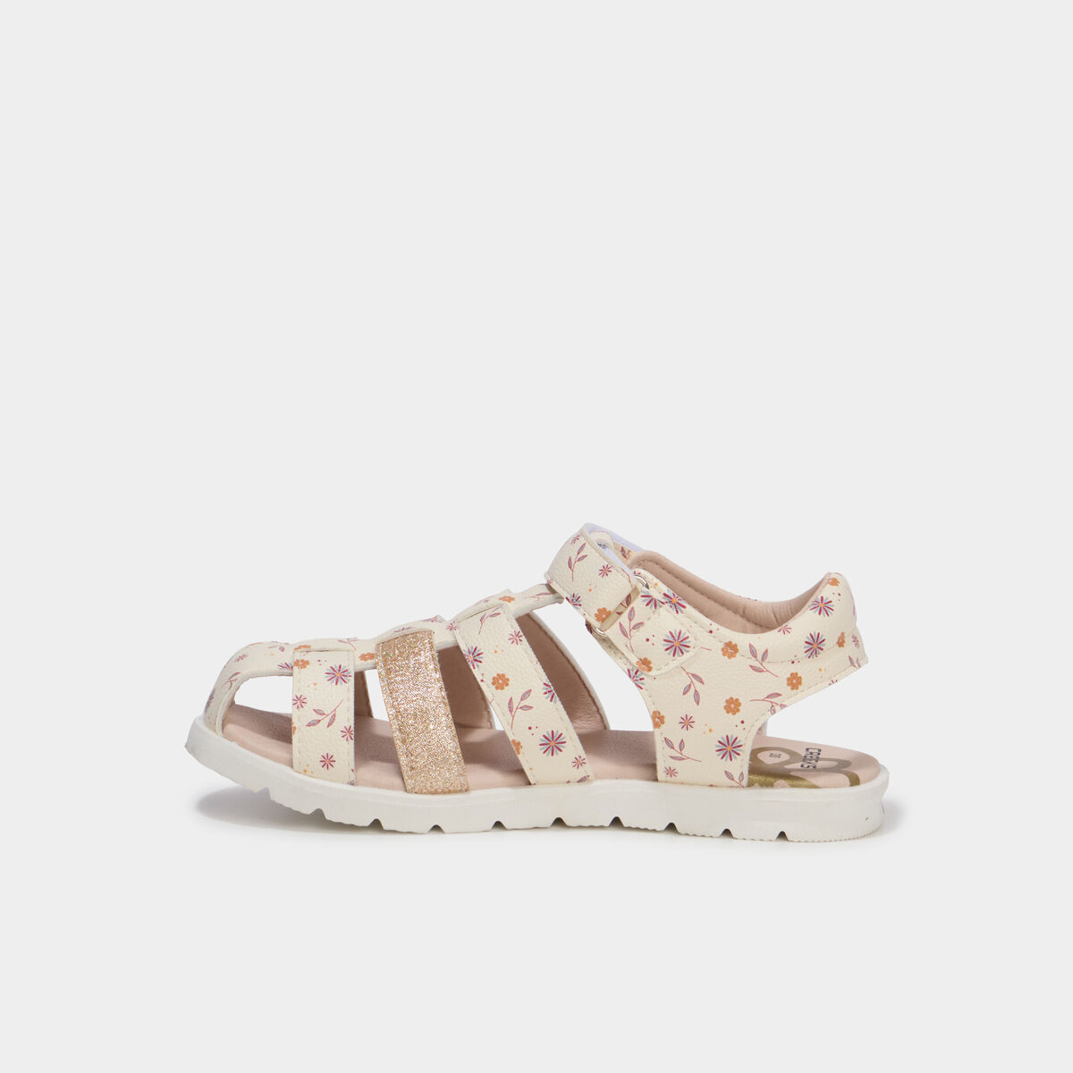 Sandales &agrave; scratchs avec semelle souple multicolore fille