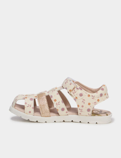 Sandales &agrave; scratchs avec semelle souple multicolore fille
