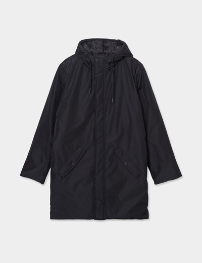 Parka déperlante doublée à capuche noir homme