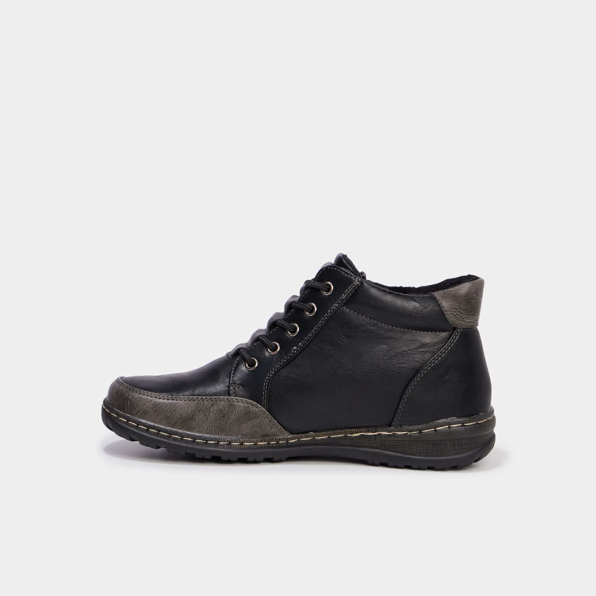 Boots zipp&eacute;es &agrave; lacets noir femme