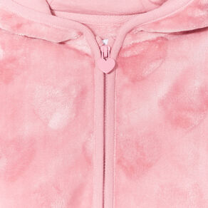 Gilet fausse fourrure zippé à capuche vieux rose bébé fille