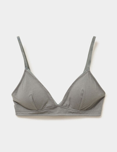 Soutien-gorge triangle padd&eacute; coton vert clair femme