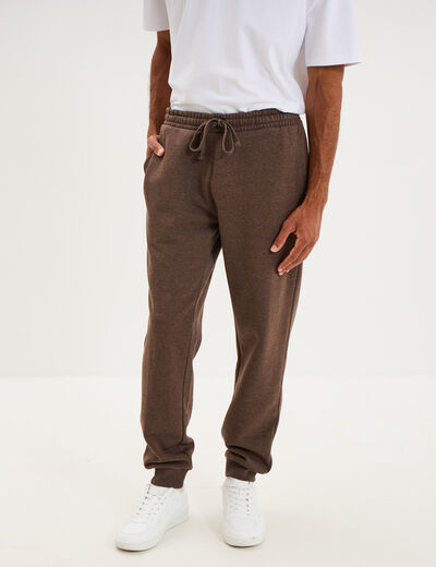 Pantalon jogging droit molleton marron chocolat homme