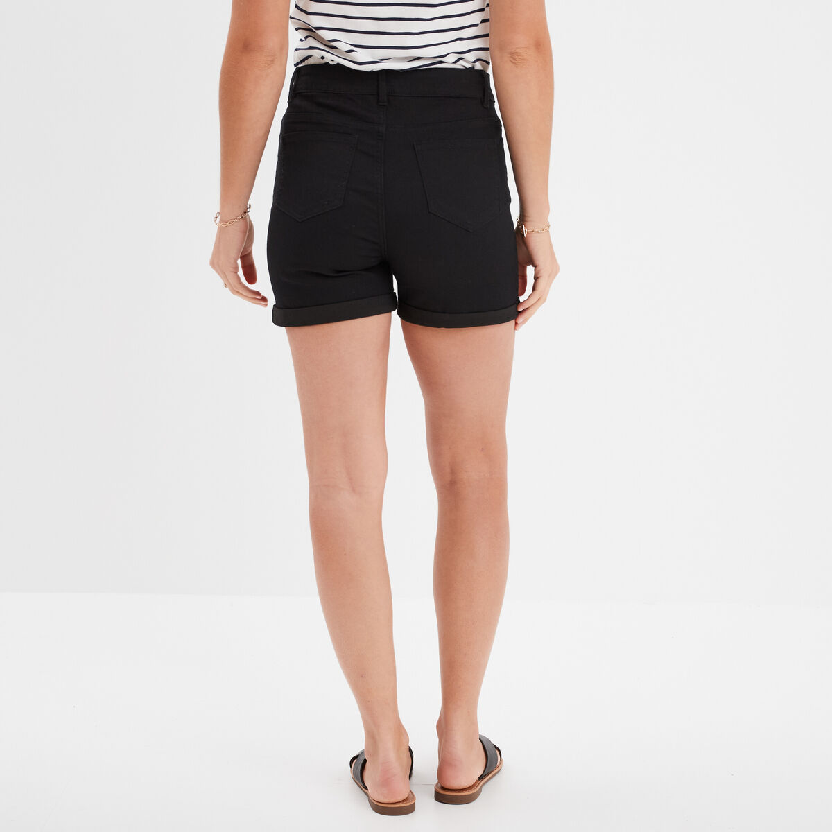 Short en jean slim coton stretch noir femme