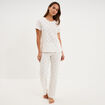 Ensemble pyjama t-shirt pantalon coton ecru femme
