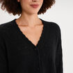Gilet cardigan ajour&eacute; manches longues noir femme