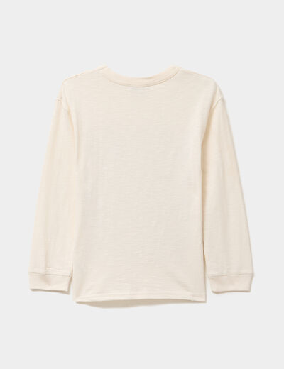 T-shirt manches longues coton creme garçon
