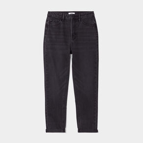 jeans mom taille haute 78eme coton denim noir femme Jeans mom taille haute 7/8ème coton denim noir femme