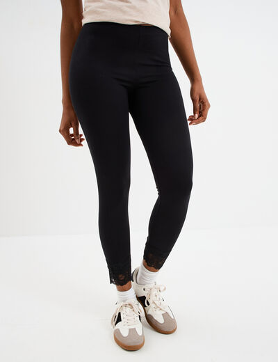 Legging 7/8ème avec dentelle noir femme