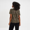 T-shirt coton col rond manches courtes vert kaki femme