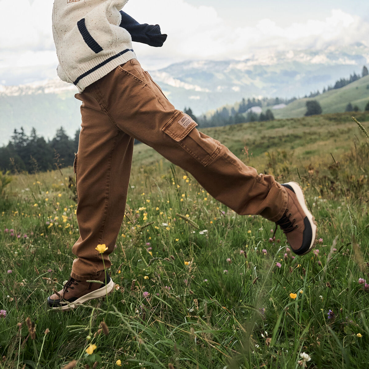 Pantalon cargo coton Creeks marron garçon