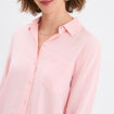 Chemise lin mélangé manches longues rose clair femme