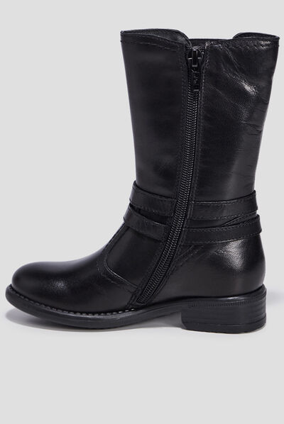 Bottes en cuir noir fille