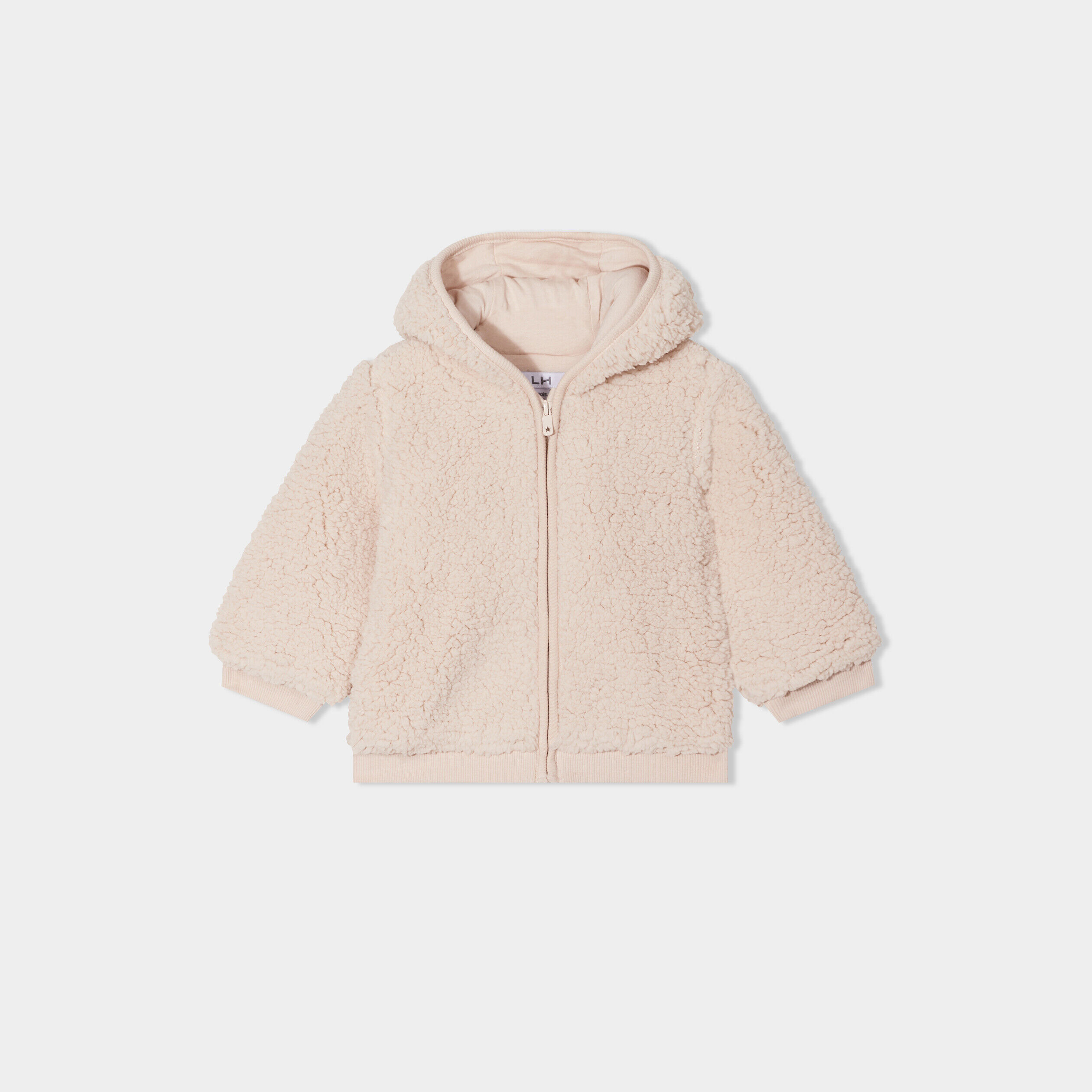 Gilet aspect laine de mouton à capuche beige bébé garçon LH