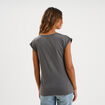 T-shirt coton col en V manches courtes gris anthracite femme