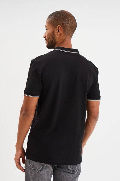 Polo piqu&eacute; coton manches courtes noir homme