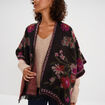 Poncho mi-long avec franges multicolore femme