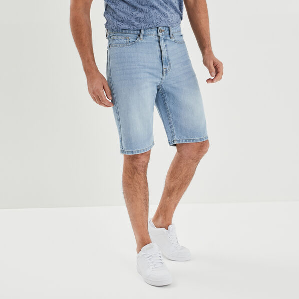 Bermuda droit 5 poches en jean Creeks denim bleach homme