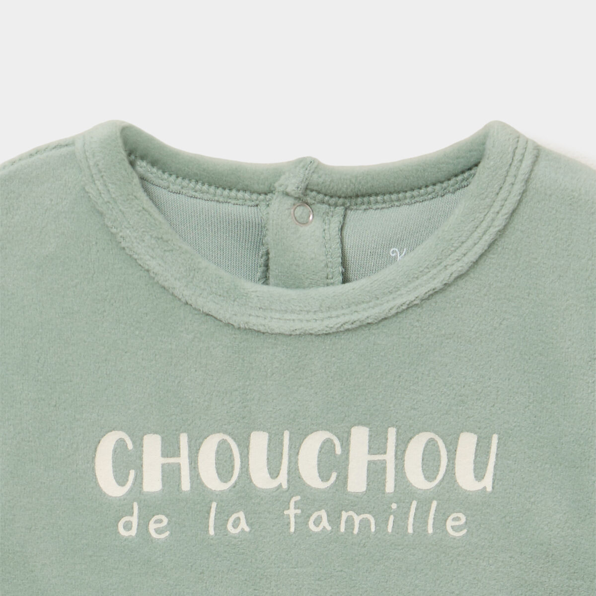 Dors-bien effet velours manches longues vert b&eacute;b&eacute;