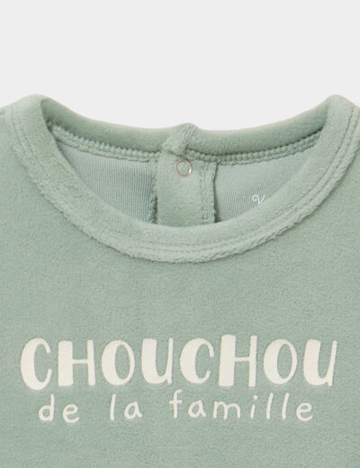 Dors-bien effet velours manches longues vert b&eacute;b&eacute;