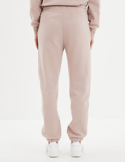 Pantalon jogging droit molleton marron clair femme