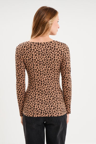 T-shirt thermique manches longues beige moyen femme