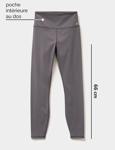 Legging de sport gainant taille haute gris fonc&eacute; femme