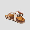 Sandales en cuir rose champagne fille