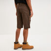 Bermuda cargo c&ocirc;tel&eacute; coton ceintur&eacute; marron fonc&eacute; homme