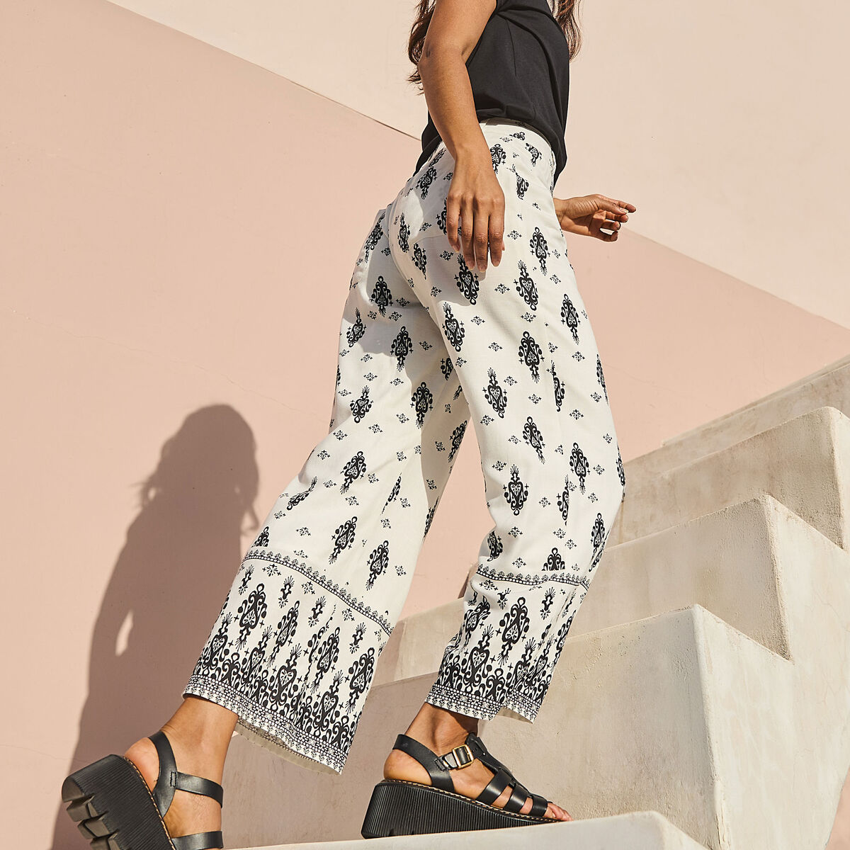 Pantalon regular ecru femme