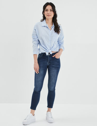 Jean stretch slim 7/8 ème denim brut femme