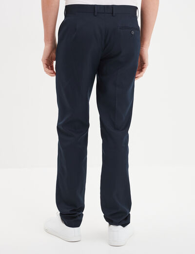 Pantalon de costume droit avec pinces bleu marine homme