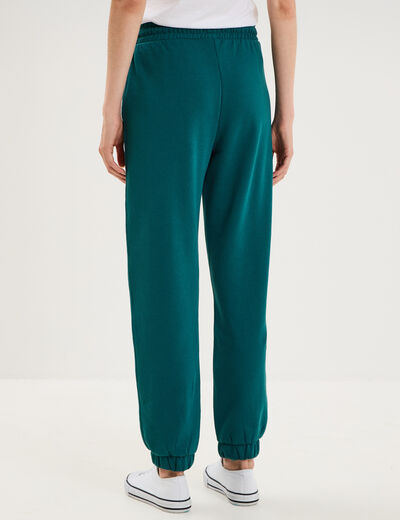 Pantalon de jogging molletonn&eacute; vert fonc&eacute; femme