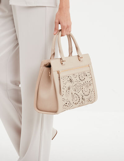 Sac rectangulaire bandoulière ajustable ivoire femme