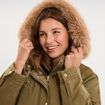Parka d&eacute;perlante capuche fausse fourrure vert kaki femme grande taille