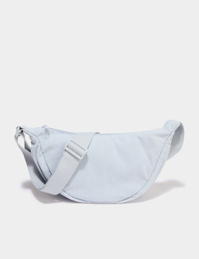 Sac banane effet velours c&ocirc;tel&eacute; bleu gris femme